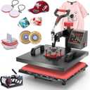 OIIEE Heat Press Machine 5 in 1 Combo Heat Press 15 x 15 Inch Heat Transfer Machine 360-Degree Swing Away Digital Shirt Printing Multi-function Heat Transfer Sublimation for T Shirts Mug Hat Plate Cap