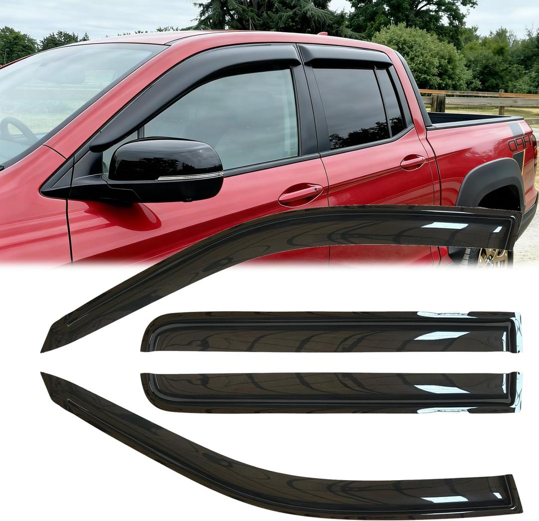 4pcs Original Shatterproof Side Window Wind Deflectors for Honda Ridgeline 2017-2025,Outside Mount Rain Guard Sets,Nice Looking Window Visor for Cars,Vent Deflectors for 17-25 Ridgeline 94276