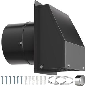 8 Inch Hooded Wall Vent with Screen and Damper, Galvanized Steel Exhaust Wall Vent, Outdoor Wall Vent Cap for Residential Housing Kitchen Rangeand Outside HVAC Duct Air Exhaust