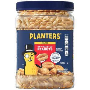 PLANTERS Dry Roasted Peanuts, 34.5 oz Resealable Plastic Jars (Pack of 6) - Peanuts with Sea Salt - Peanut Snacks - Shareable Snacks - Great School Snack or Work Snack - Kosher (EXP 11/07/26)