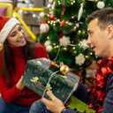 3 x Christmas Wrapping Paper, 6 Sheets Assorted Green Gift Wrapping Paper with Gold Snowflakes, Christmas Tree, Angel Pattern, Xmas Wrapping Paper Set with Ribbon, Sticker and Tag for Christmas Party