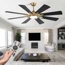 60 Inch Black and Gold Ceiling Fans with Lights and Remote
Bright Light, Reversible, DC Motor, Noiseless, Memory, 6 Speeds, Large Modern Ceiling Fan for Living Room, Bedroom