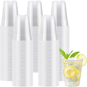 Lamosi 9 oz Clear Plastic Cups, 300 Count Disposable Plastic Drinking Cups, Cold Water Cups for Party, Wedding, Travel, Events