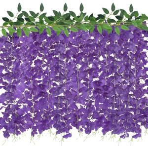 ZINHO 60 Branches Wisteria Hanging Flowers, Artificial Purple Wisteria Flowers Garland for Wedding Arch Ceremony Party Garden Home Backdrop Decor
