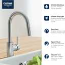 GROHE 32665003 Concetto Pull-Down Kitchen Faucet with Sprayer, 1.75 GPM, Chrome