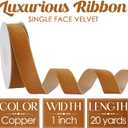 MEEDEE Copper Velvet Ribbon 1 Inch Single Face Nylon Velvet Ribbon 2 Rolls 20 Yards Cognac Ribbons for Christmas Tree, Gift Wrappig, Rustic Wreath, Velvet Bow Making, Floral Bouquet, Home Decor