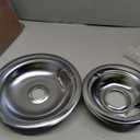 W10196406 and W10196405 Chrome Stove Burner Drip Pan Set for Whirlpool Amana Maytag Magic-Chef Kenmore Electric Range with Locking Slot, Includes 2 6-Inch and 2 8-Inch Drip Bowls