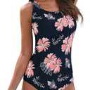 Athletic One Piece Swimsuit Women Modest Criss Cross Back Bathing Suit Quick Dry Full Coverage Swim Suit, Size XXL