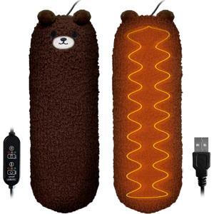 Heating Pad for Period Cramps & Menstrual Pain Relief, Cute Elephant Stuffed Animal Gift for Women Teen Girls Period Kit, Safe USB Powered Heat Pad for Car Travel (Heating Bear Brown)