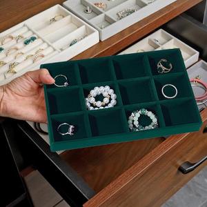 Velvet Green Jewerly Organizer 12 Grids