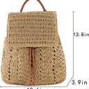 Goclothod Straw Backpack for Women Drawstring Shoulder Bag Bohemian Beach Handbags