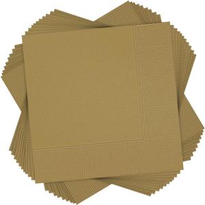 Gold 2-Ply Lunch Paper Napkins - 6.5" x 6.5" (Pack of 40) - Luxurious & Absorbent, Perfect for Parties & Events