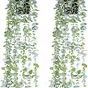 Fake Hanging Plants Eucalyptus Potted Artificial Plant Small Faux Ivy Vines Decor for Floating Shelf Kitchen Bathroom Cabinets Indoor Outdoor Pack of 2 23.6 Inches Long