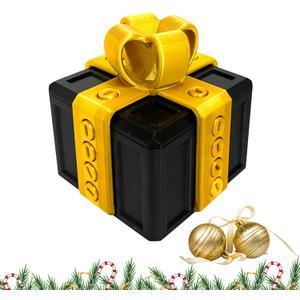 PUEEZOC Annoying Gift Box with Screws Hard to Open Gift Box Prank Gifts Funny Annoying Present Box Novelty 3D Printed Gag Gift for Christmas(Black Gold)