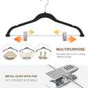 Korpai 36-Pack Black Velvet Hangers with Clips Adjustable,Adult Hangers,Outfit Hanger,Heavy-Duty,Felt,Non-Slip,Space Saving, for Pants, Skirts, Suits,Coats, Dresses ect.