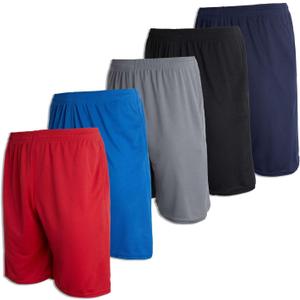 Real Essentials 5 Pack: Men's Mesh Athletic Basketball Shorts Quick Dry Activewear with Pockets (X-Large, Set K)