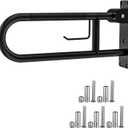 ZUEXT 24 Inch Matte Black Flip-Up Foldable Toilet Grab Bar w/Paper Holder