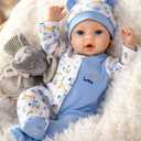 Aori Reborn Baby Dolls Boy - 18'' Realistic Newborn Baby Doll with Blue Feeding Set & Birth Certificate - Lifelike Weighted Body for Role Play, Gift for Kids Ages 3+