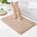 Bathroom Rugs Non Slip Washable, Ultra Thick Soft Microfiber Absorbent Bath Mats, High Density Foam Latex Non Slip Backing Bath Rugs, Fluffy Floor Carpet for Tub&Shower 24x17, Beige