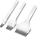 KUIDAMOS 3PCS White Steel 2/5/10 Punch Prong Tool Set Lacing Stitching Chisel Set for Leather Crafts Punching Working(Spacing 3.85mm)
