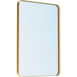 Gold Bathroom Mirror for Wall, 22 x 30 Inch Metal Framed Rounded Rectangle Vanity Mirror Modern Farmhouse, 1/4-inch Shatterproof Glass | Ultra-Flush Hanging
