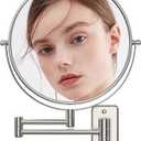 Benbilry 9" Large Size Wall Mounted Makeup Vanity Mirror, 1X/10X Magnifying Double Sided Shaving Mirror for Bathroom, 360 Swivel Extendable Arm, Nickel Finish (Nickel-no Led)