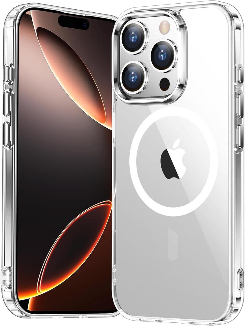 Temdan for iPhone 16 Pro Max Case Clear, [Compatible with Magsafe][Anti-Yellowing][Military-Grade Protection] Shockproof Slim Magnetic Phone Sleeve Case for iPhone 16 Pro Max, Transparent (iPhone 16 Pro Max, Clear)
