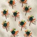 Serwalin 10Pcs Boutonniere for Men, Teal Groom and Best Man Boutonniere, Artificial Flowers for Wedding Decor Prom Homecoming Ceremony Anniversary Formal Dinner Party