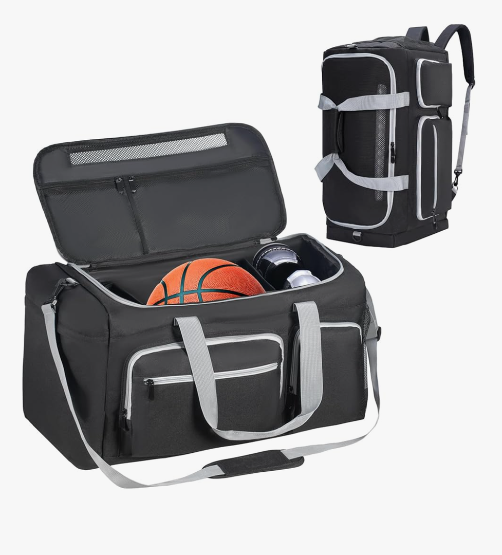Basketball Bag Backpack with Shoe Compartment, Soft Sneaker Travel Bag fit 4 Pairs with 3 Adjustable Dividers, for Basketball, Soccer, Volleyball, Gym Bag, 20 * 13.8 * 9.5in