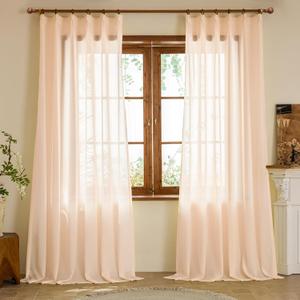Pink Sheer Curtains 96 Inch Length Semi Voile Sheer Curtains for Girls Bedroom Living Room Pinch Pleated Soft Touch Light Filtering Drapes(Soft Pink, 42 W x 96 L, 2 Panels)