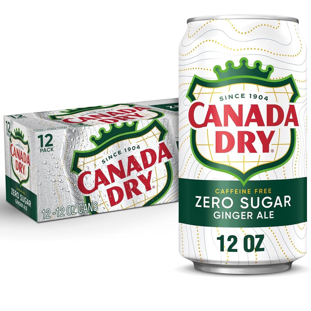 2 x Canada Dry Zero Sugar Ginger Ale Soda, 12 fl oz cans, 12 pack