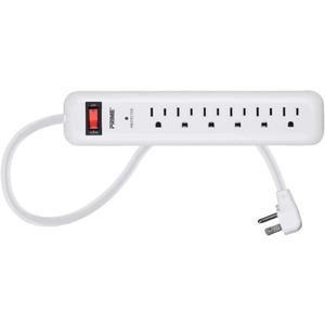 6 Outlet Surge Protector Power Strip with Low-Profile Plug with 8ft Cord, 1000 Joules, White