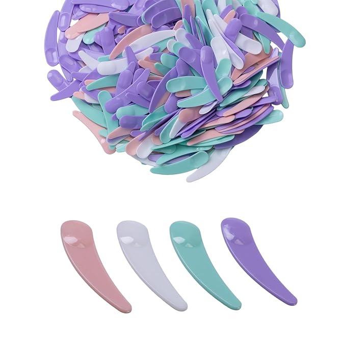 Bulk Mini Cosmetic Spatula Set – Disposable Plastic Makeup Spatulas for Mixing, Sampling, and Facial Cream Application (Multi-Colored)