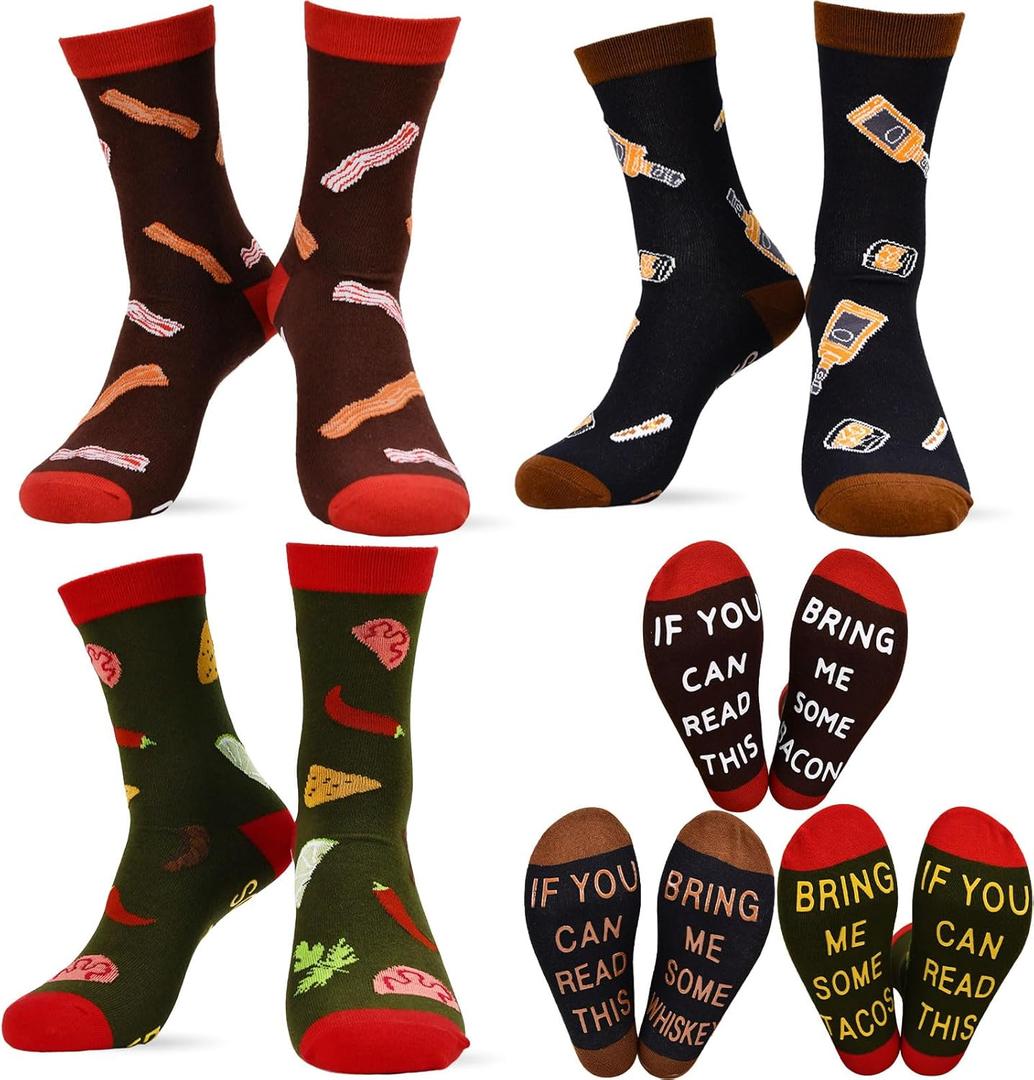 Funny Food Socks for Man and Woman,6 Pcs Food Lovers Fun Cozy Crazy Novelty Fashion Cotton Socks