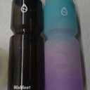 Lightweight Bike Water Bottle 24oz, BPA Free, Cycling Squeeze Bottle, Leak Proof Sport Water Bottle with Capacity Scale, for Cycling, Gym (Black & Green Pink Purple, 2 Pack)