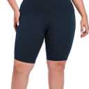 Womens Plus Size 10" Biker Shorts with Pockets, L-6XL High Waist Tummy Control Knee Length Butter Soft Athletic Workout Shorts L