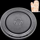 12" Turntable Plate Replacement for Whirlpool Kenmore Maytag Amana Estate Microwaves, 4393799 Glass Cooking Tray with Three Partial Circles Center