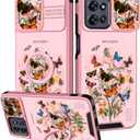 for Moto G Power 5G 2025, for Moto G Play 2025 Case - Women Girls Cute Phone Cover Girly Pretty Butterfly Floral with Camera Cover and Ring Stand Case for Motorola G Power 5G 2025/G Paly 2025