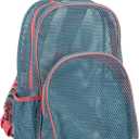 Eastsport Mesh Backpack, College Bookbag, Lightweight See Through for Travel, Swim, Gym, 17.5 Inches, Aqua Haze Sweet Coral