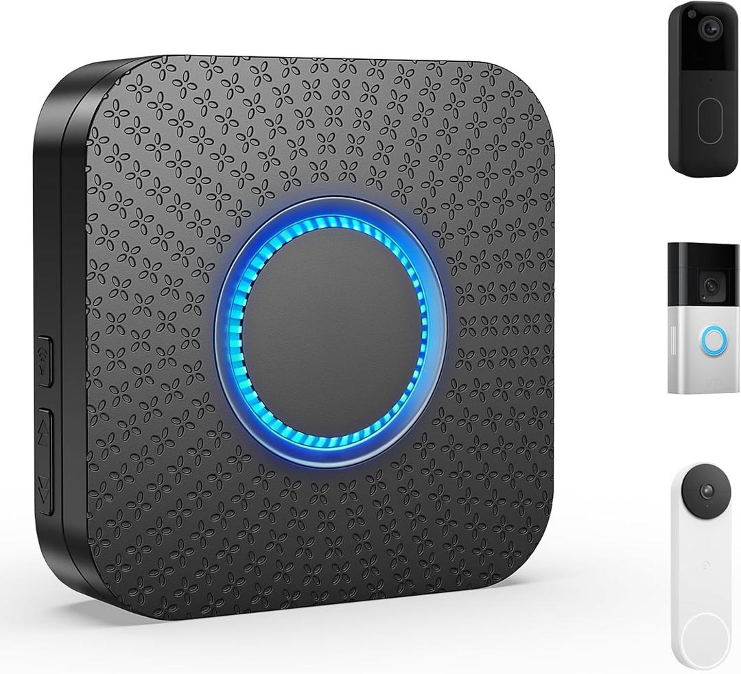 3 in 1 Wireless Doorbell Chime, Compatible with Ring & Blink & Google Nest Video Doorbell, Easy Plug & Play, 2.4G WiFi, 32 Chimes, LED Indicators, Works with Alexa, for Store/Home/Office