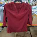 Aimcoo Women's Business Casual Blouses Ruffle V Neck Work Dressy Shirts Long Sleeve Top Size S