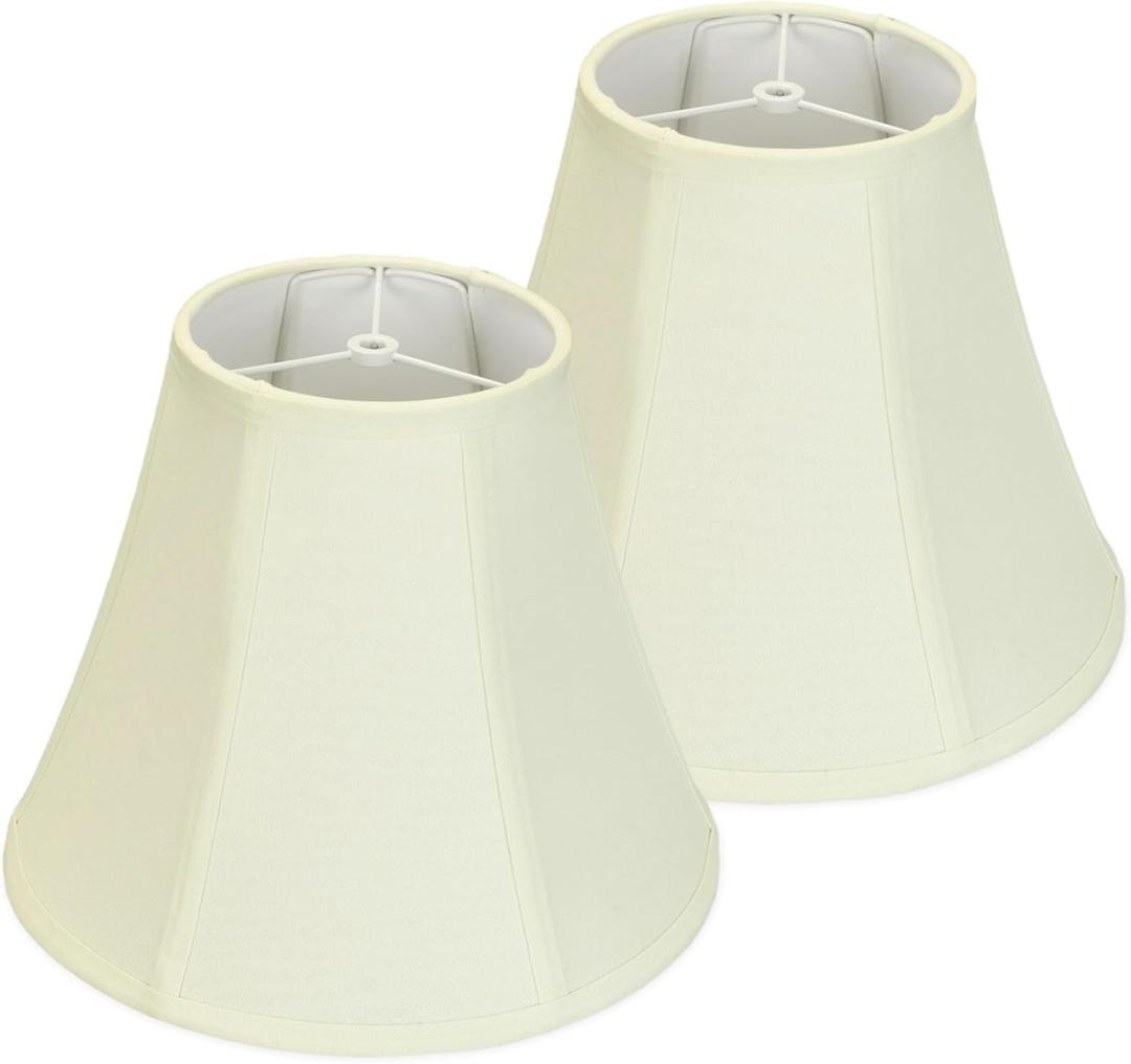 Cream Bell Lamp Shades Set of 2, 6.7" x 13" x 10.6" Fabric Replacement Lampshades for Table Lamps, Spider Fitter Lamp Shades for Home Decoration in Living Room, Bedroom, Easy Assembly Required