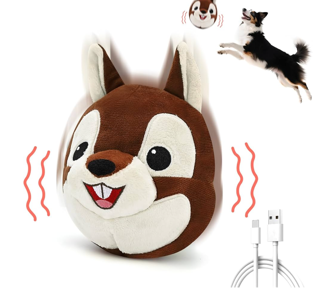 VYsTN Automatic Puppy Toy for Anxiety & Boredom Relief  SelfMoving, Bouncing & Vibrating with Sound for Mental Stimulation | Rechargeable, ChewResistant for All Breed Sizes