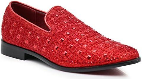 SPK11 Men's Vintage Fashion Rhinestone Designer Dress Loafers Slip On Shoes Classic Tuxedo Dress Shoes Size 8