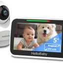 HelloBaby Monitor with Camera and Audio, 5'' Screen with 16-Hour Video Streaming, Remote Pan-Tilt-Zoom Camera, Two-Way Talk, VOX Mode, Auto-Night Vision, Range up to 960ft and No WiFi