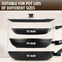 Extra Large Universal Lid Fits 13", 14", 15" Cookware - Silicone Replacement Pan Lid for Pots, Pans, and Skillets - Tempered Glass Pot Lid Cover for Frying Pans, Cast Iron, CrockPot