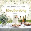 7x5FT Wedding Backdrop White Floral The Next Chapter of Their Love Story Begins Photography Background Bridal Shower Engagement Wedding Party Decorations Banner Photo Booth Props