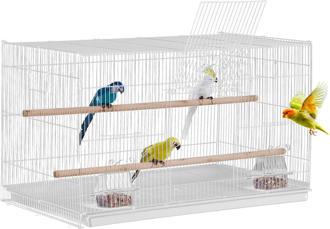 VEVOR 30-inch Flight Bird Cage, Stackable Bird Cage for Small Parrots Canaries Cockatiels Lovebirds Finches Budgies Conures Macaws Pet Travel Birdcage with Handle and Perches (white)