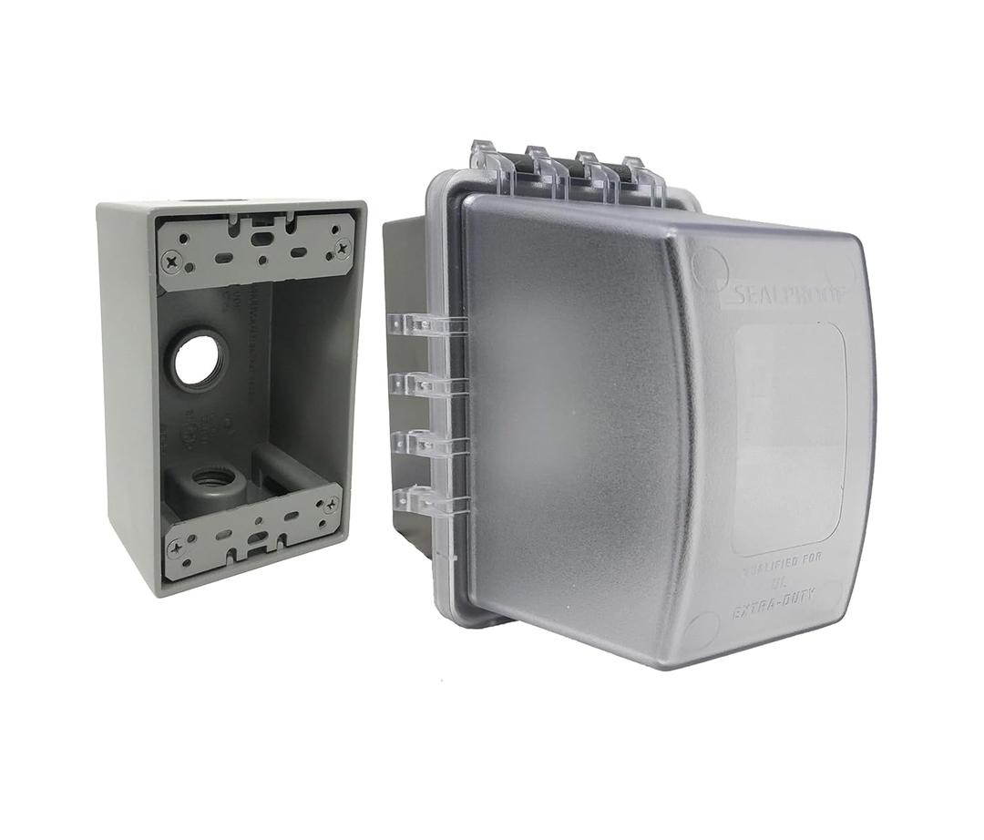 Sealproof 1-Gang Extra Deep Weatherproof in Use Outdoor Duplex Outlet Cover with Box Kit, Lockable, UL Extra Duty Compliant, 18 Configurations
