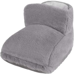 Electric Heated Foot Warmers for Men Women Fuzzy Thick Plush Foot Heater Winter USB Rechargeable Thermal Heating Ankle Feet Warmer Boots Shoes (Grey)